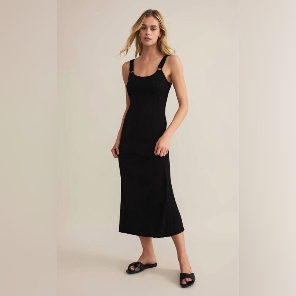 NWT | Z SUPPLY | SALINAS MIDI DRESS IN BLACK | SIZE: L - Picture 4 of 8
